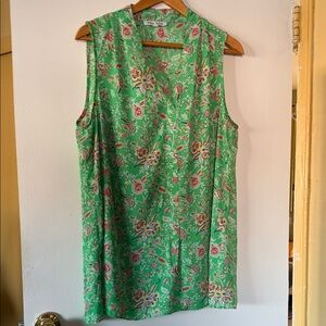 Rose & Olive Green Floral Sleeveless Blouse